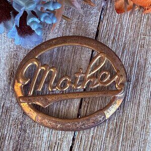 WW2 U.S. Vintage Mother Metal Brooch with Rear Attachment Pin Script